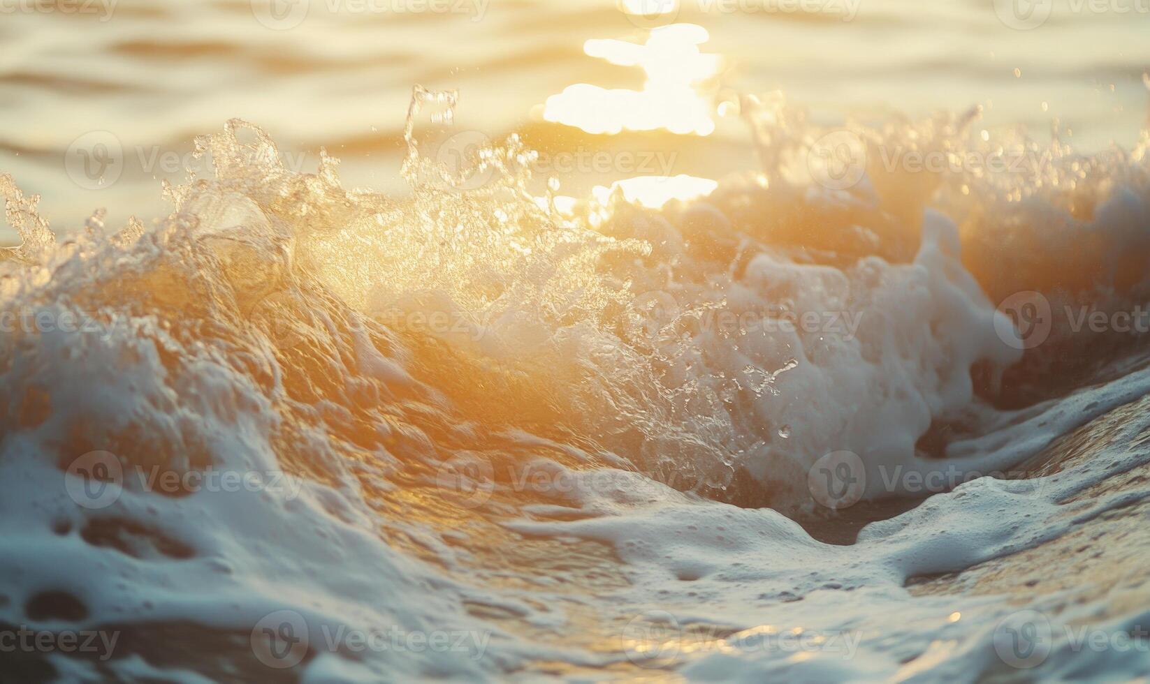 The ocean is full of waves and the sun is shining on the water photo