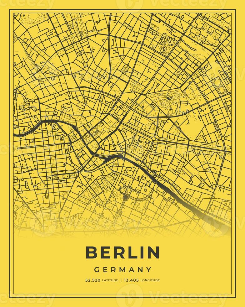 Berlin Black and Yellow City Map Home Decor, Germany photo