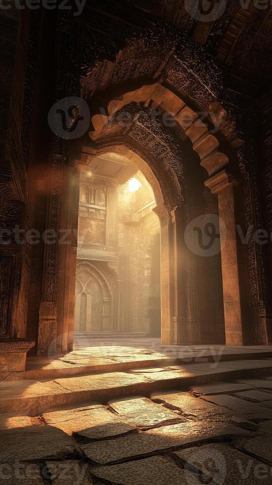 Archways leading through passages to inner spaces , wallpaper art photo