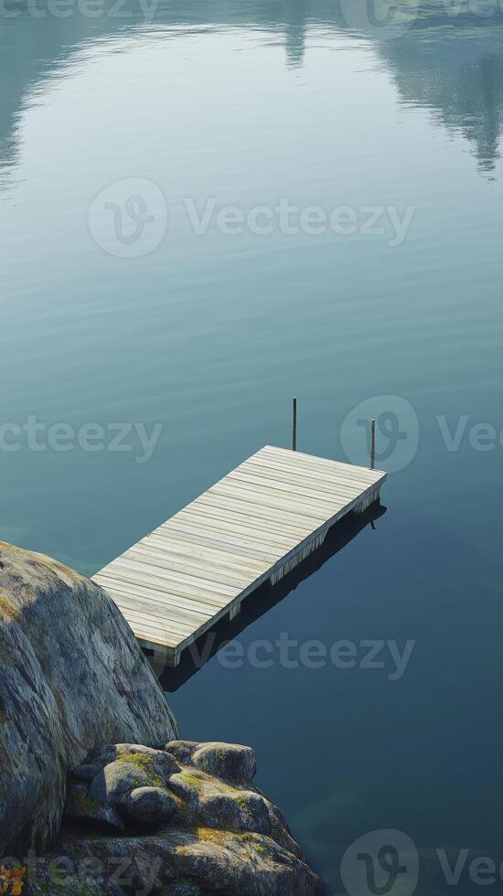Dock extends into water toward island shore , wallpaper photo