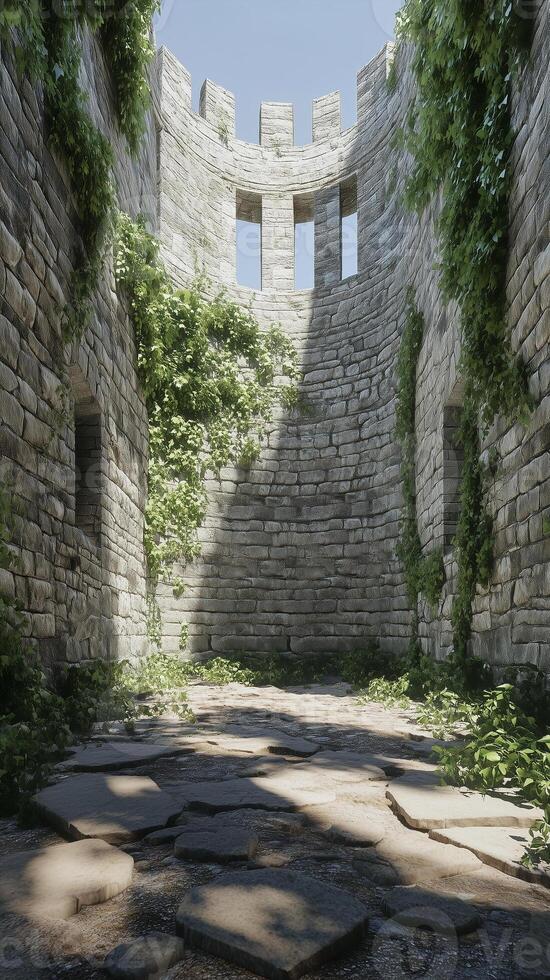 Towers with central courtyard spaces within stone walls , wallpaper photo