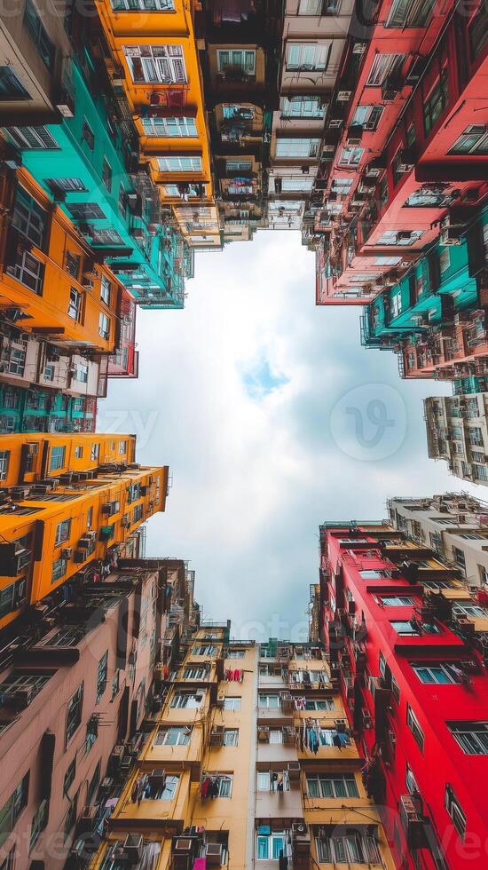 Building tops creating patterns against the horizon at the skyline, photorealistic wallpaper photo