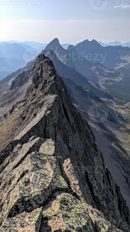 Range extends toward the horizon showing multiple summit levels, photorealistic wallpaper photo