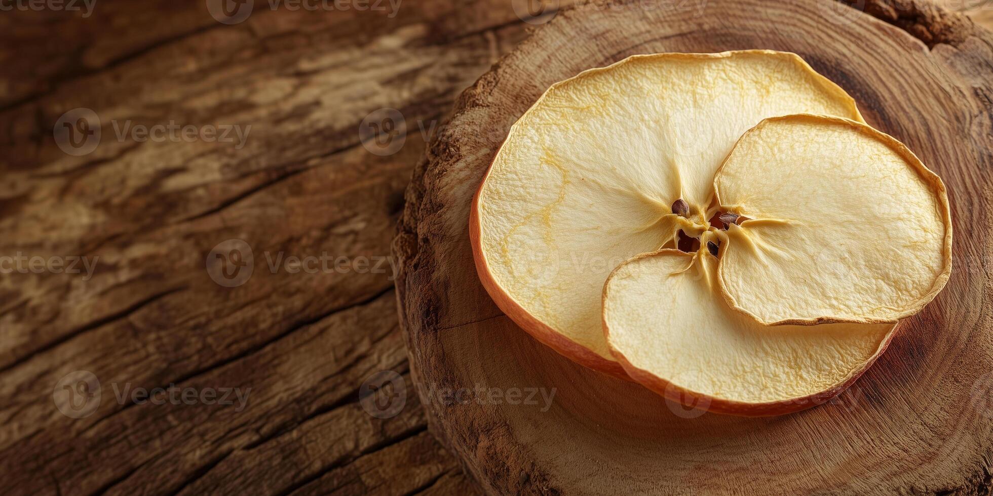 Single dried apple slice resting on another, gastronomy photography photo