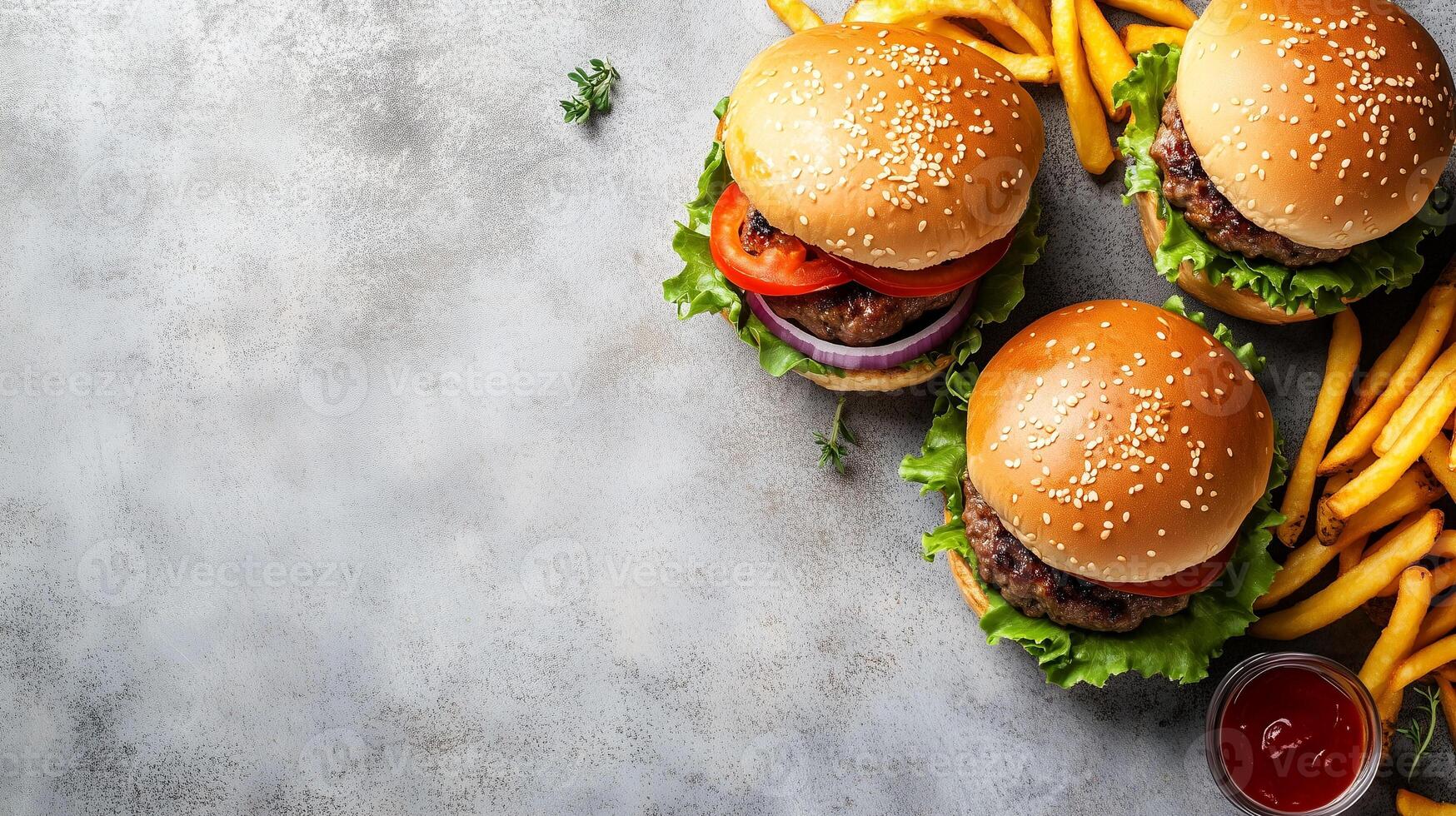 Sliders with beef patties, lettuce, and tomato arranged on a tray, meal photography photo