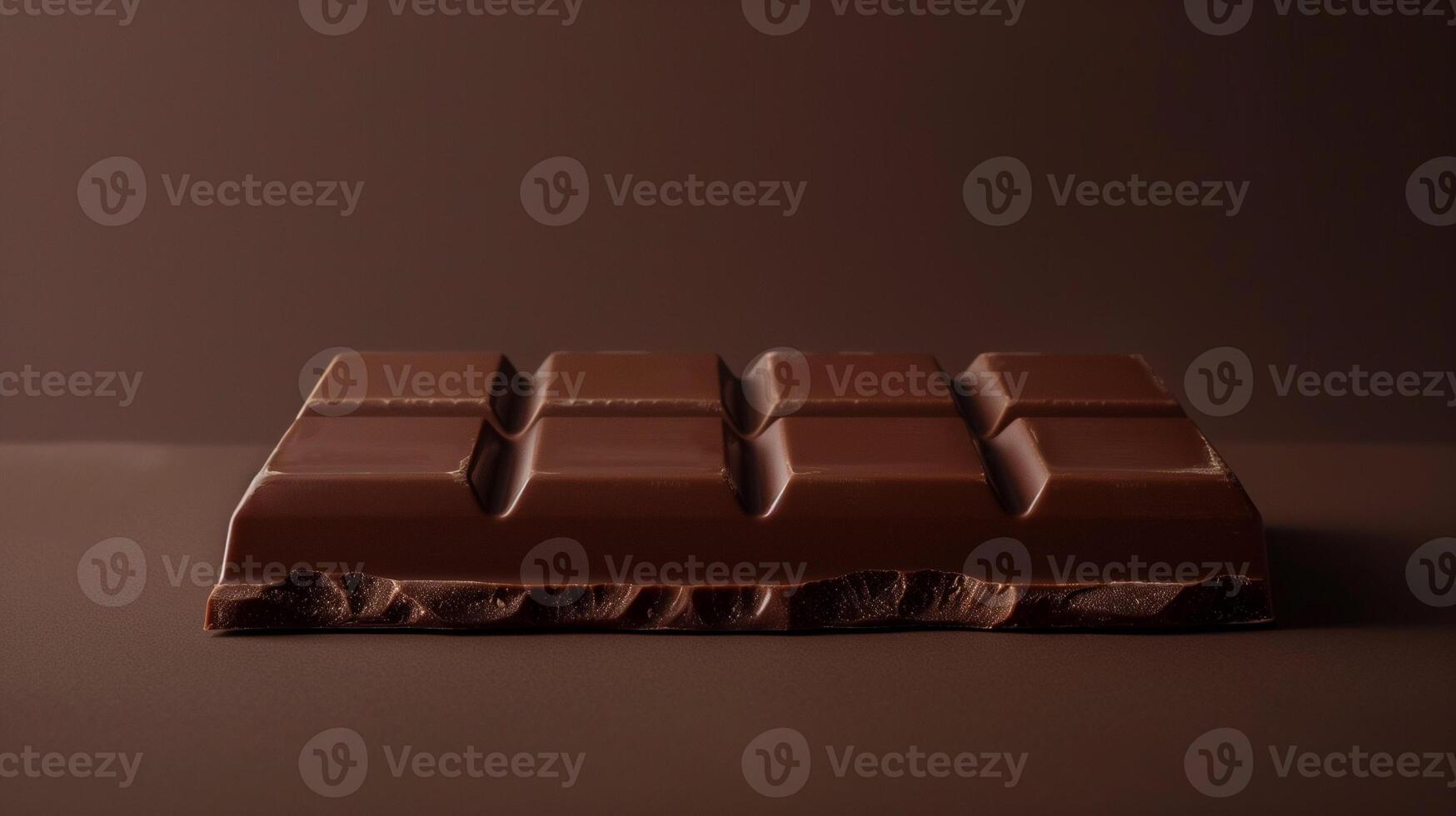 Side view of a chocolate bar showing thickness and consistent, unblemished surface appearance, culinary photography photo