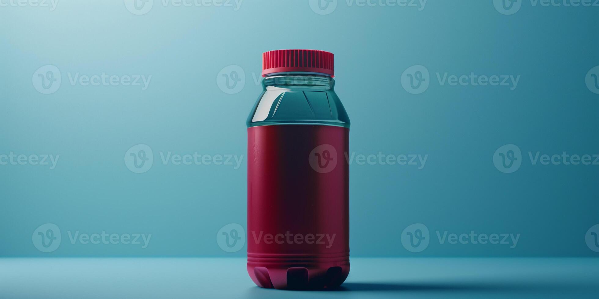 Sports drink container with prominent brand logo against a plain background, gastronomy photography photo