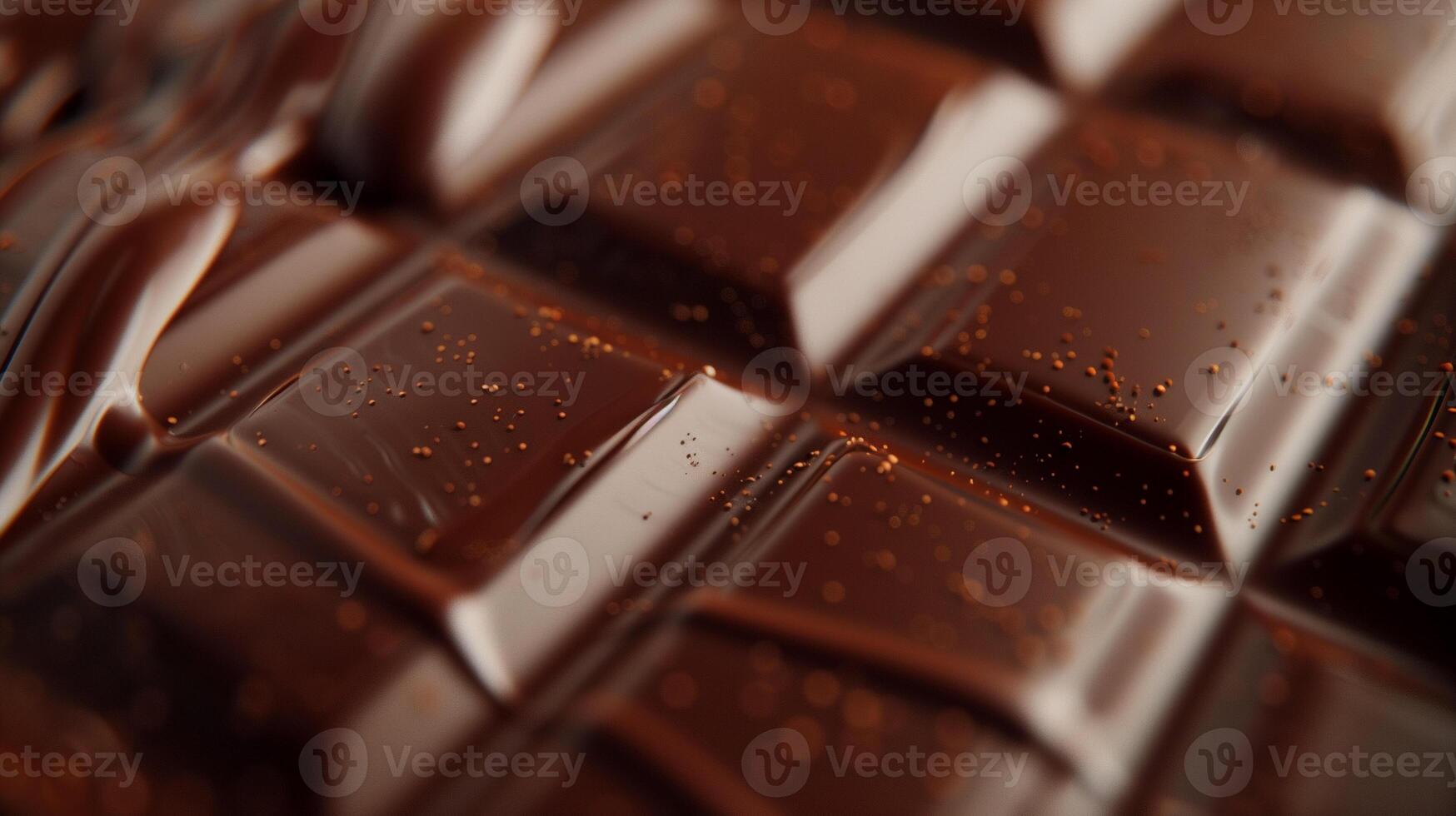 Close-up of milk chocolate bar with smooth surface and defined sections, food setting photo