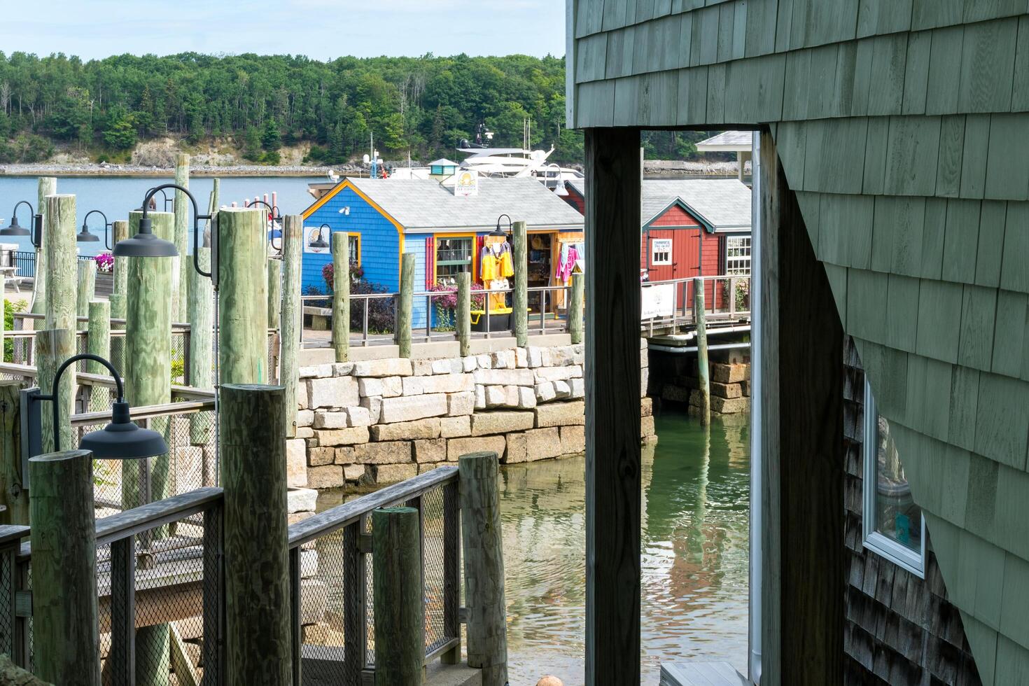 Bar Harcour, USA - August 15, 2019-Walking through the streets of Bar Harbour in Maine on a sunny day photo