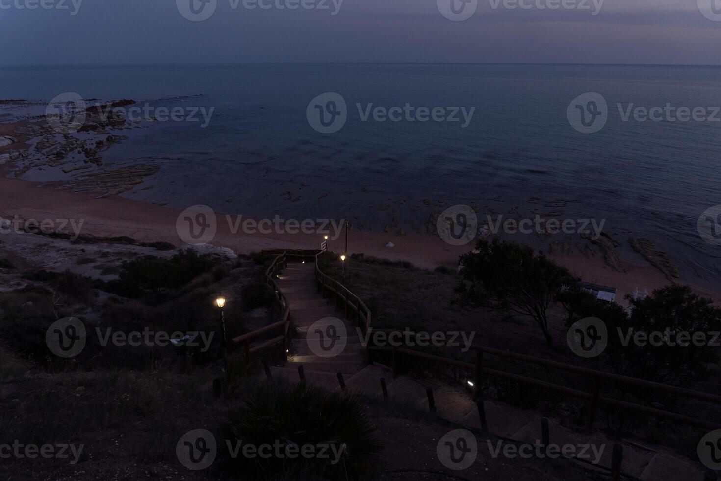 Sicily, Italy-May 10, 2022-one of the many clubs on the beach in Sicily during a night photo
