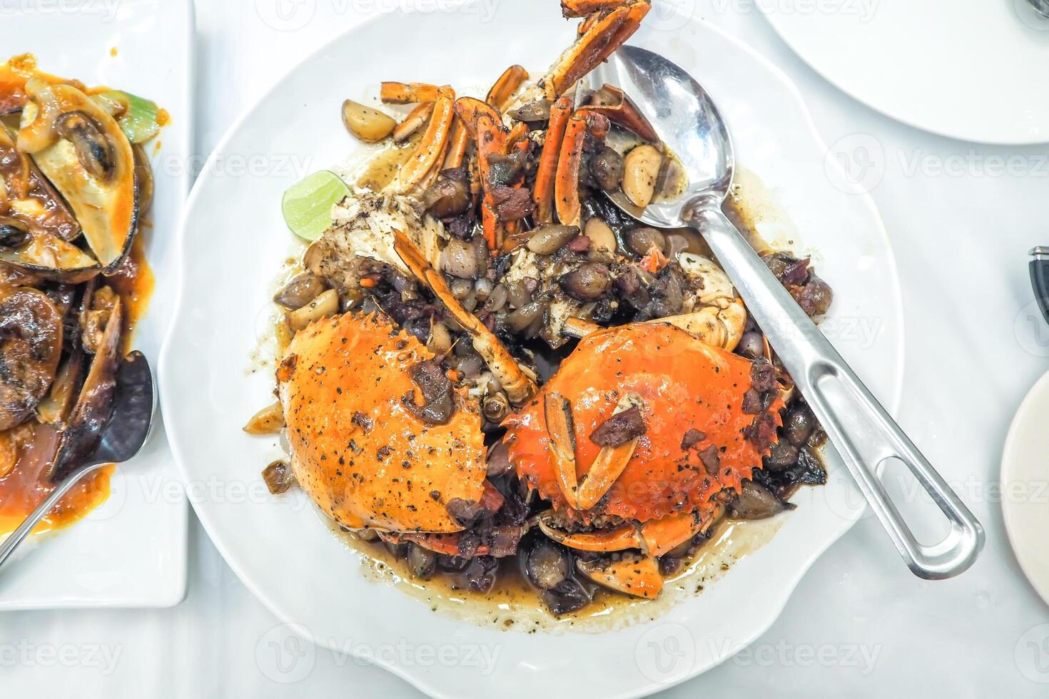Delicious Sweet and Sour Button Mushroom Crab. photo