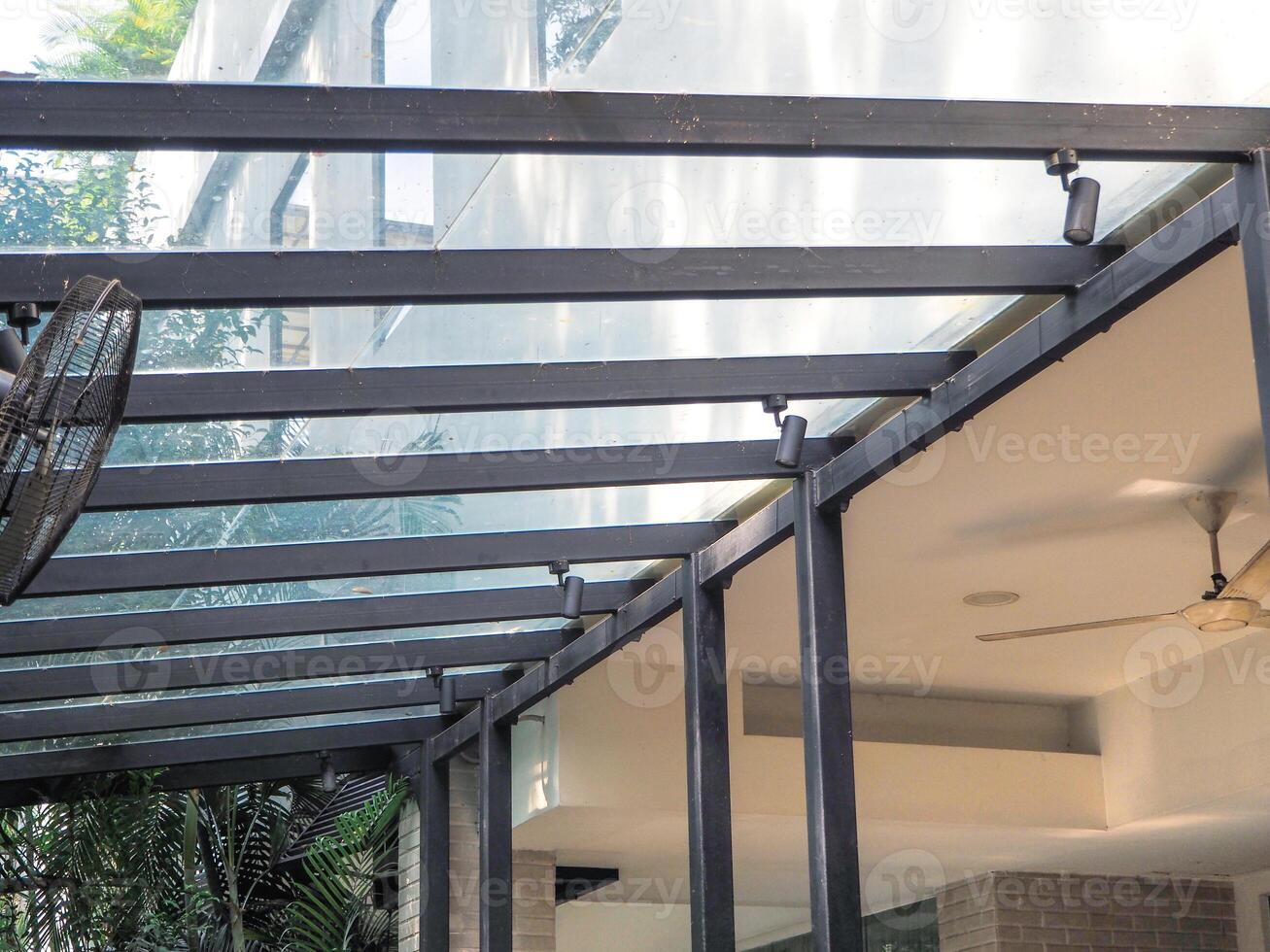structure canopy yard with glass and lights photo