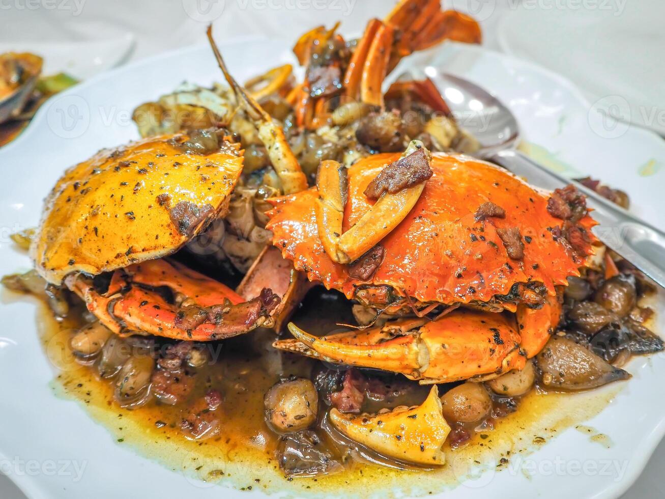Delicious Sweet and Sour Button Mushroom Crab. photo
