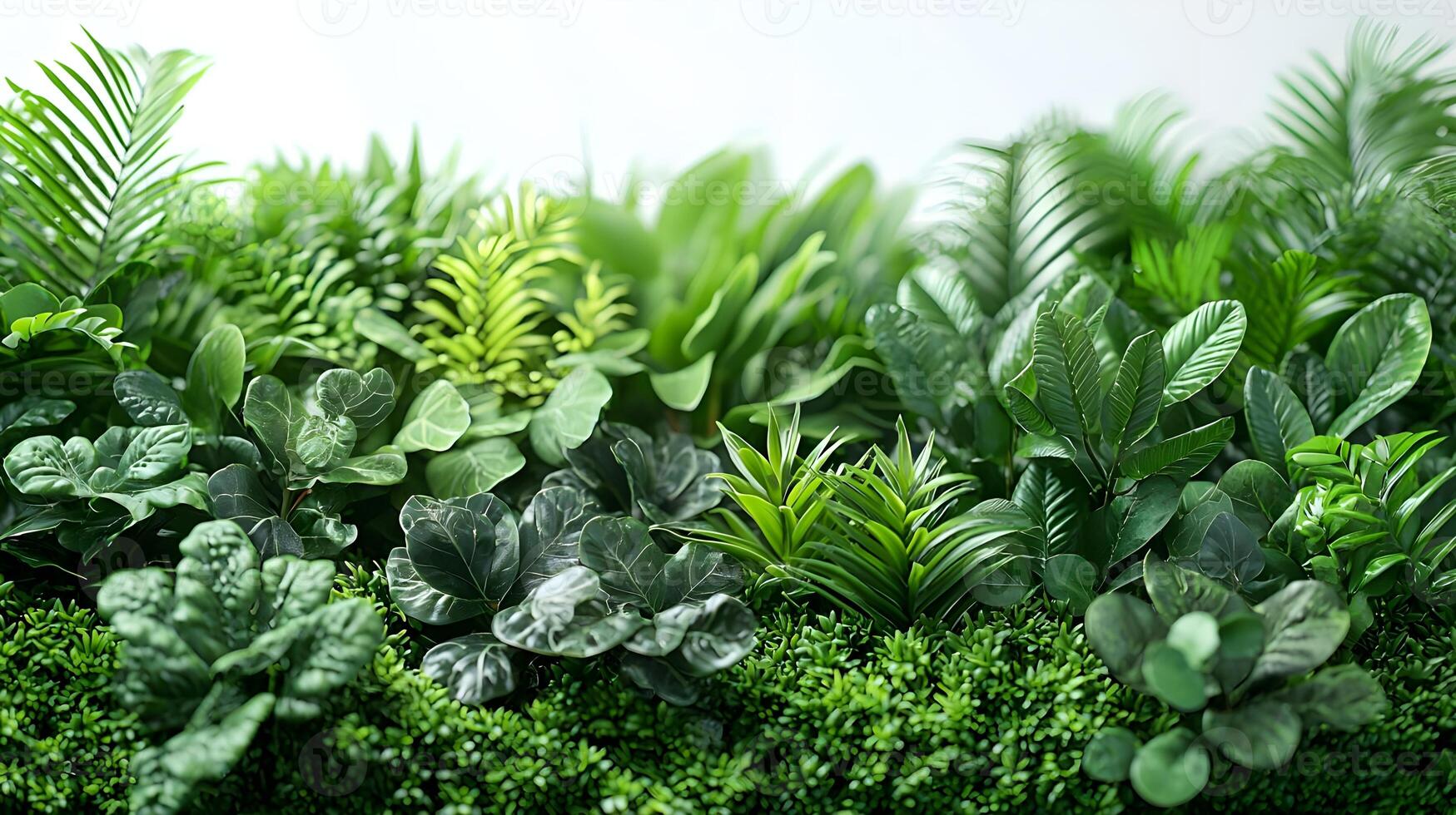 Lush Greenery of Various Tropical Plants Creating a Vibrant and Fresh Indoor Atmosphere with Rich Textures and Different Shades of Green for Home Decoration photo