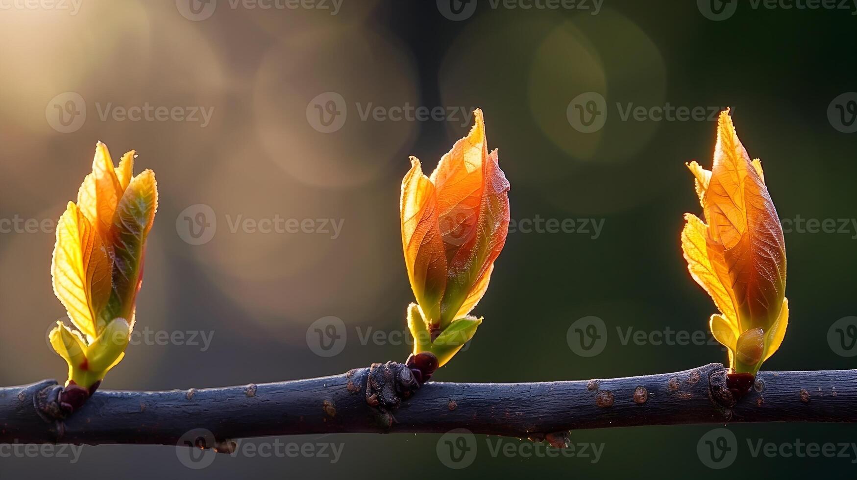 Fresh Spring Leaves Budding on Branches Symbolizing New Beginnings photo