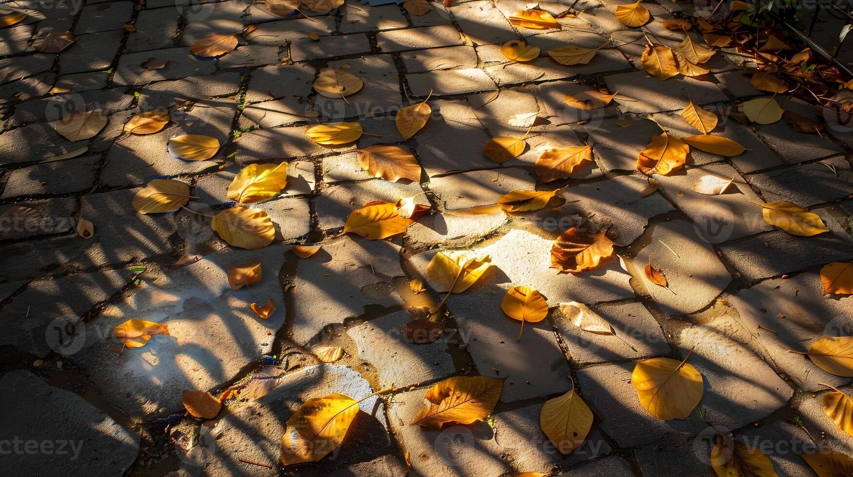 Sunlight Filtering Through Lush Foliage Creates Intricate Ground Patterns photo
