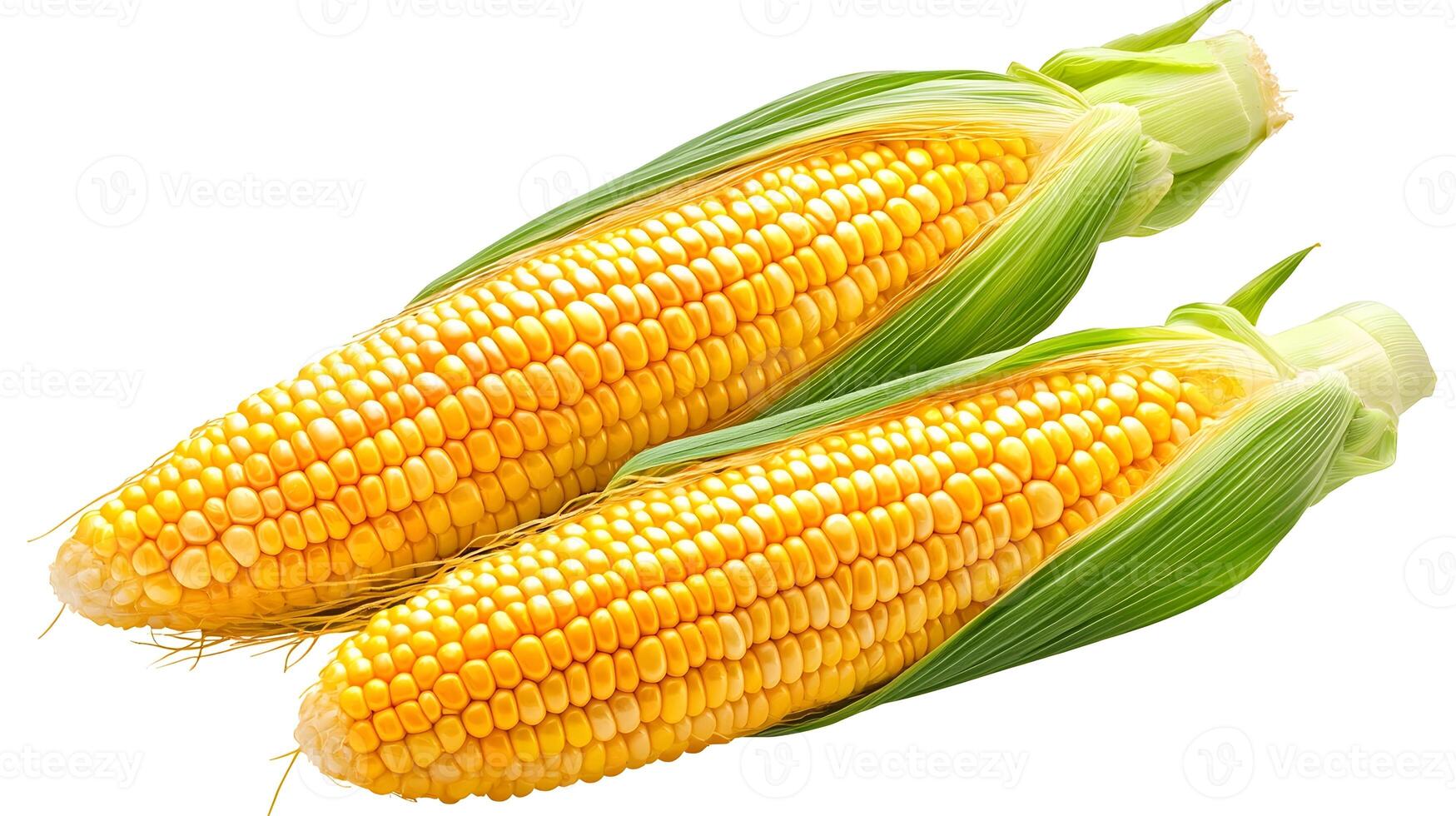 Highly Detailed Vectorized Authentic Corn Ears on White Background photo