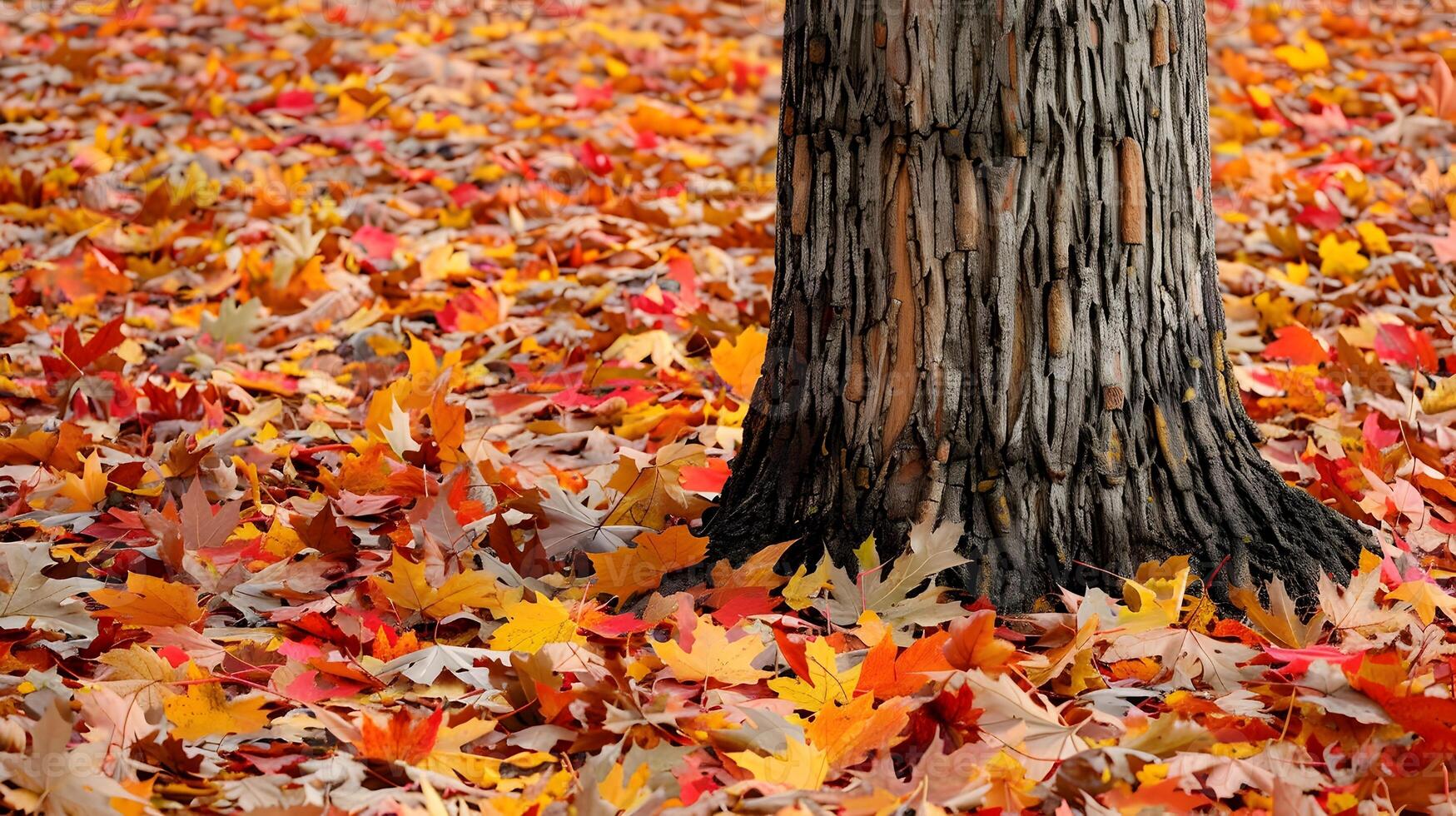 Fallen Leaves Blanketing Forest Floor Amid Changing Seasons photo