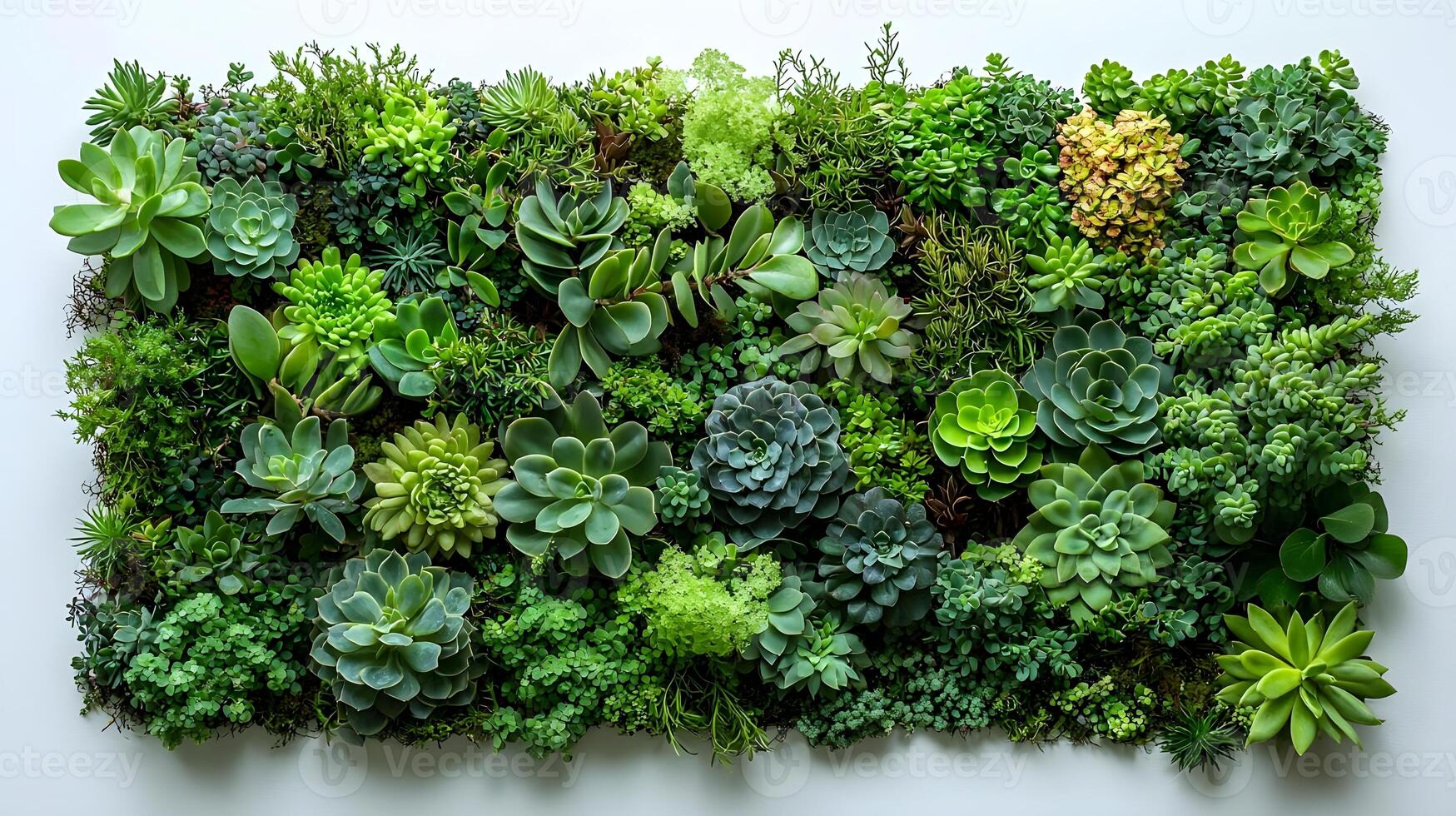 Lush Green Succulent Wall Display Featuring Various Succulent Species for Indoor Decor and Nature-Inspired Aesthetic in Modern Living Spaces photo