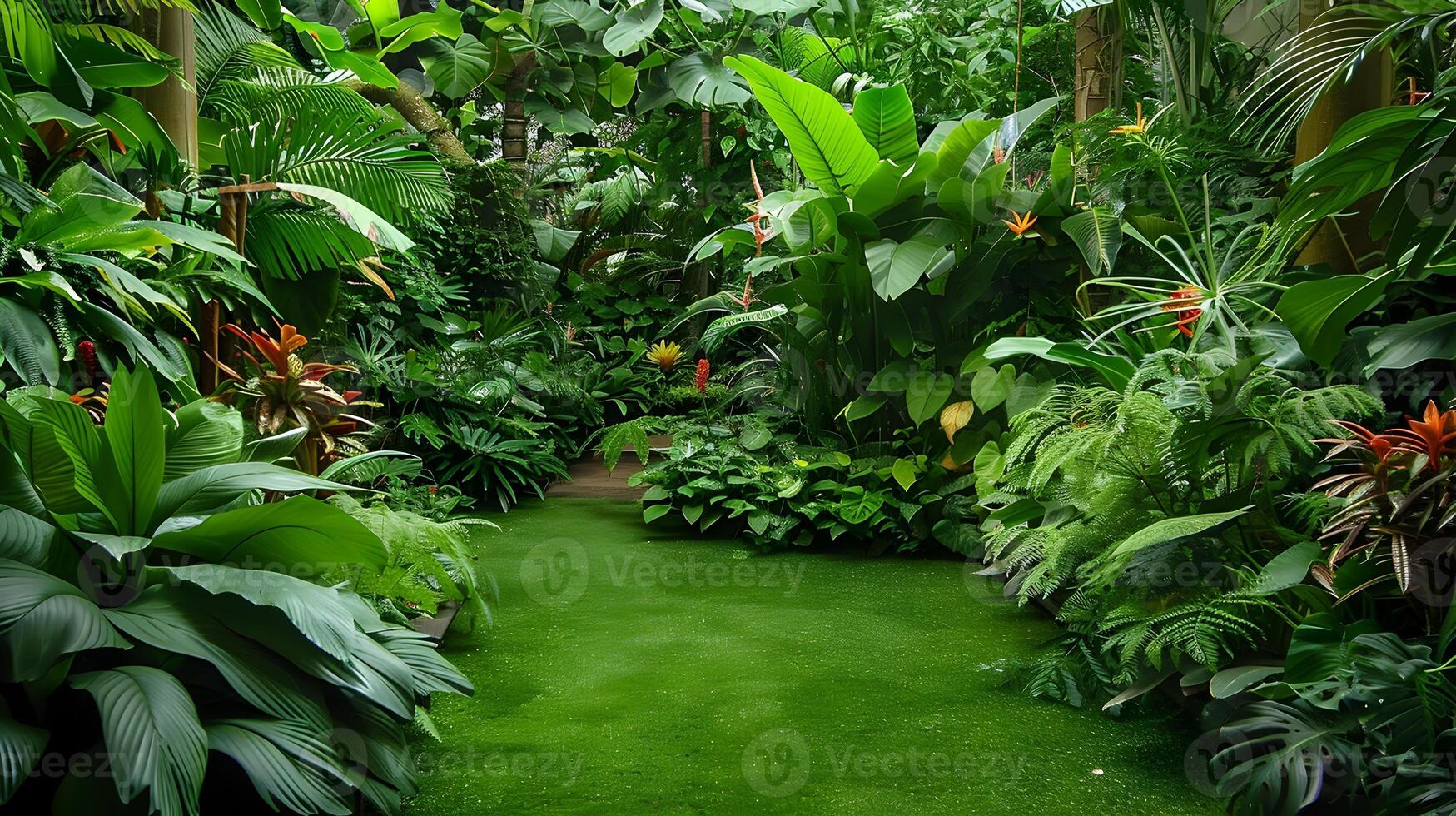Lush and Verdant Garden Scene with Harmonious Shades of Green Foliage photo