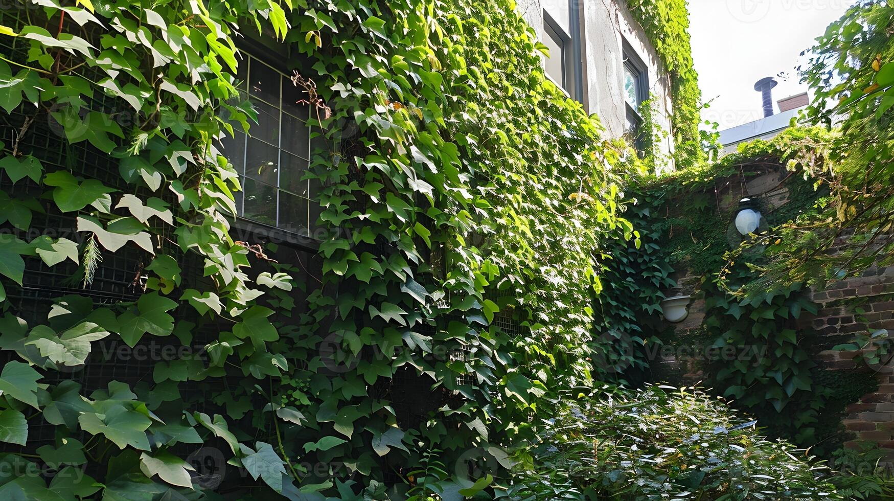 Lush Ivy Blending Nature with Urban Architecture Walls photo