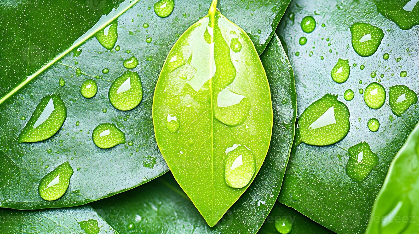 Dazzling Droplets of Minimalist Natural Beauty Captured on Leaves photo