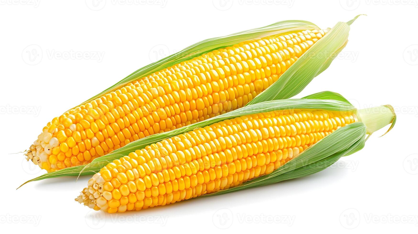 Detailed Vectorized of Authentic Corn Ears on White Background photo