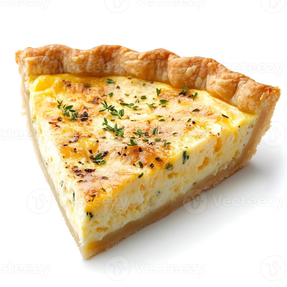 Delicious Homemade Quiche with Creamy Filling and Fresh Herbs on a Light Golden Crust Ready to Satisfy Your Culinary Cravings and Elevate Any Meal Setting photo