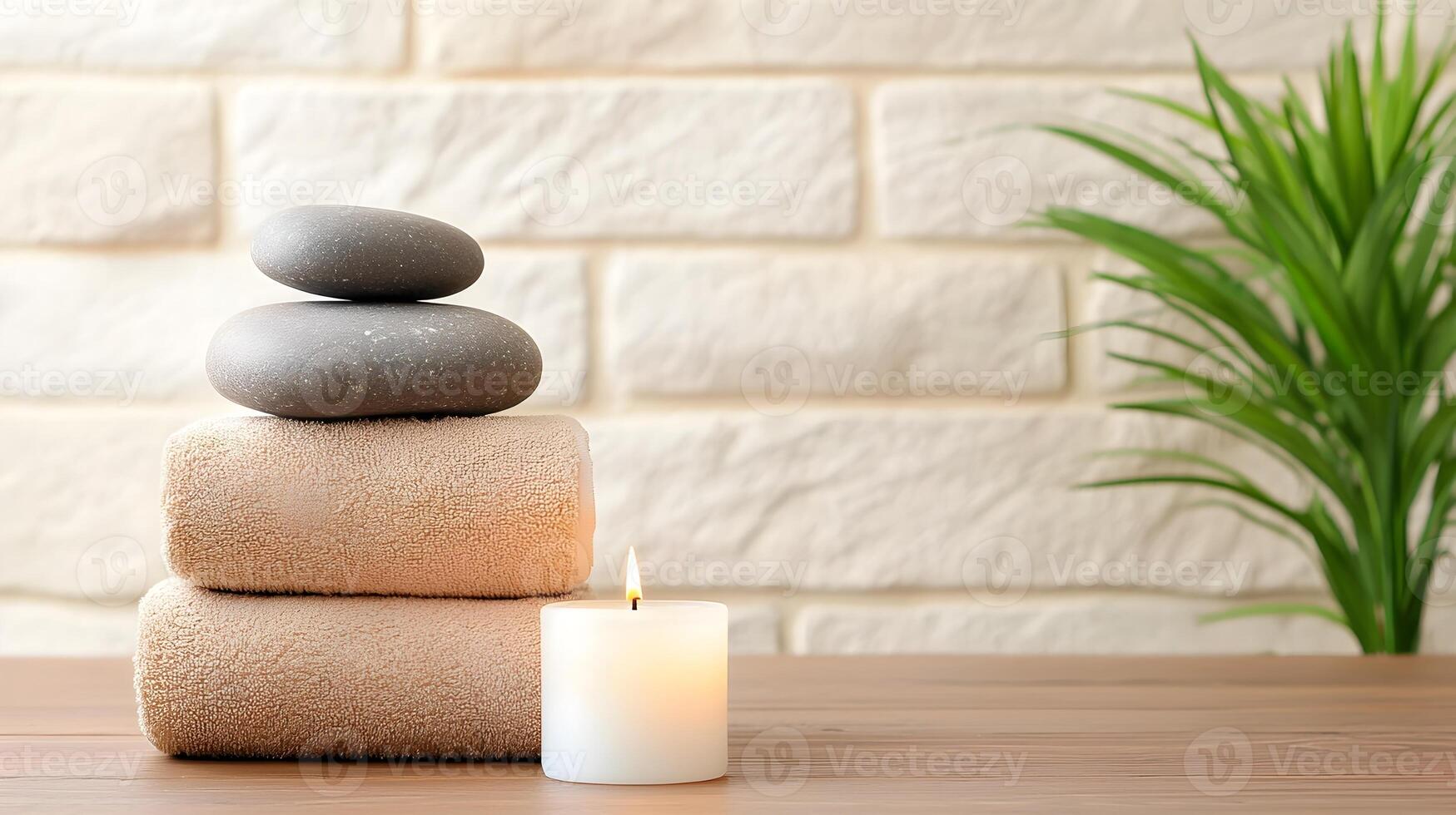 Serene Spa Sanctuary with Hot Stone Massage and Aromatherapy Candles for Tranquil Relaxation and Wellness photo