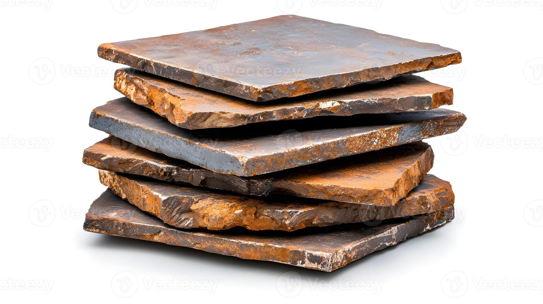 Stacked Natural Slate Stones in Warm Earthy Tones Displaying Unique Textures and Colors for Home Decor or Landscaping Applications photo