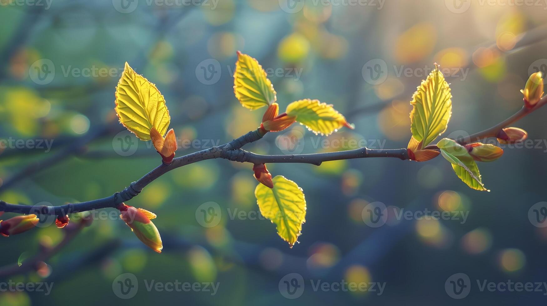 Delicate Spring Foliage Budding on Branches Symbolizing New Beginnings photo