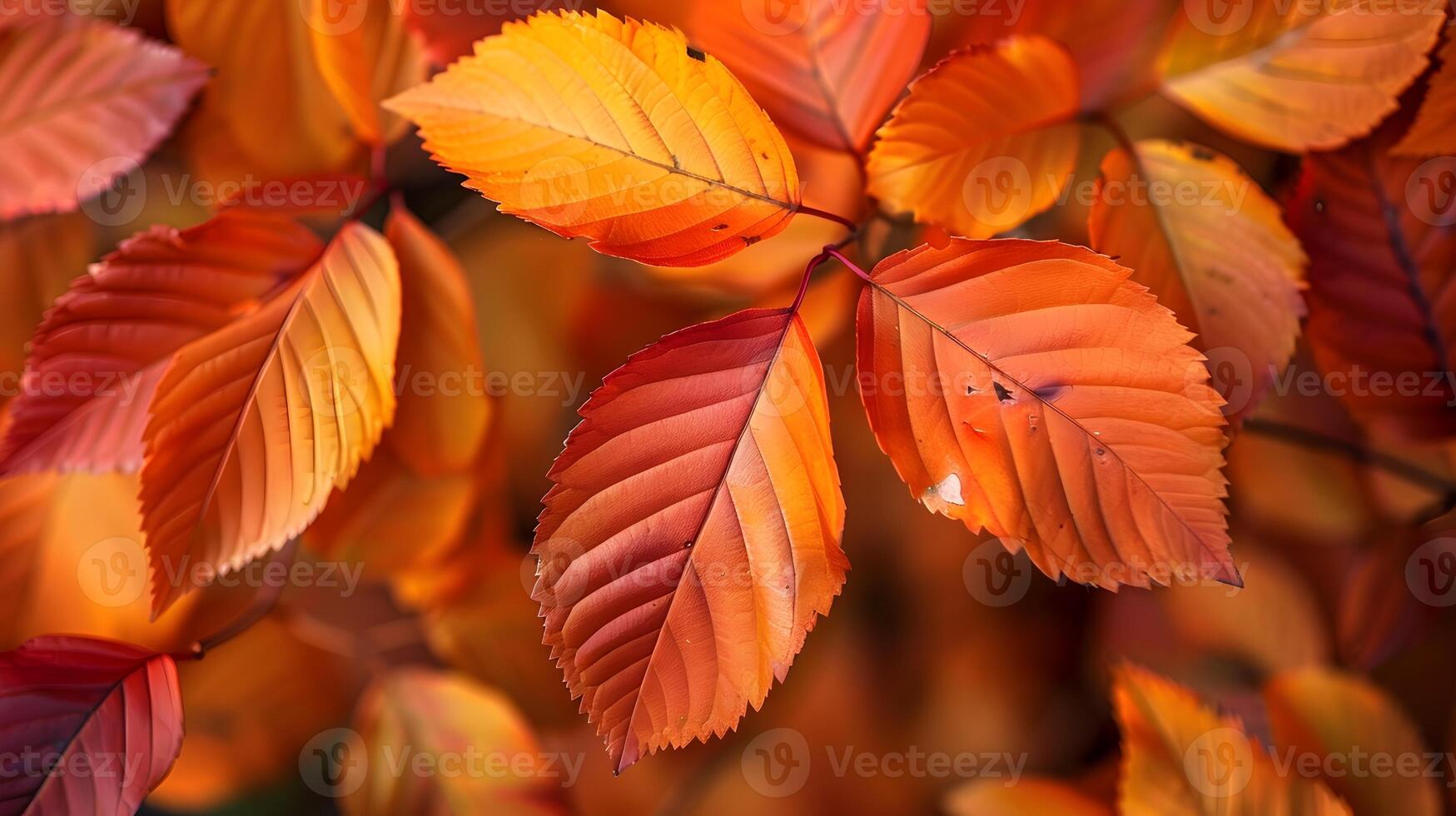 Mesmerizing Close Up of Vibrant Autumn Leaves Showcasing the Beauty of Fall Foliage photo