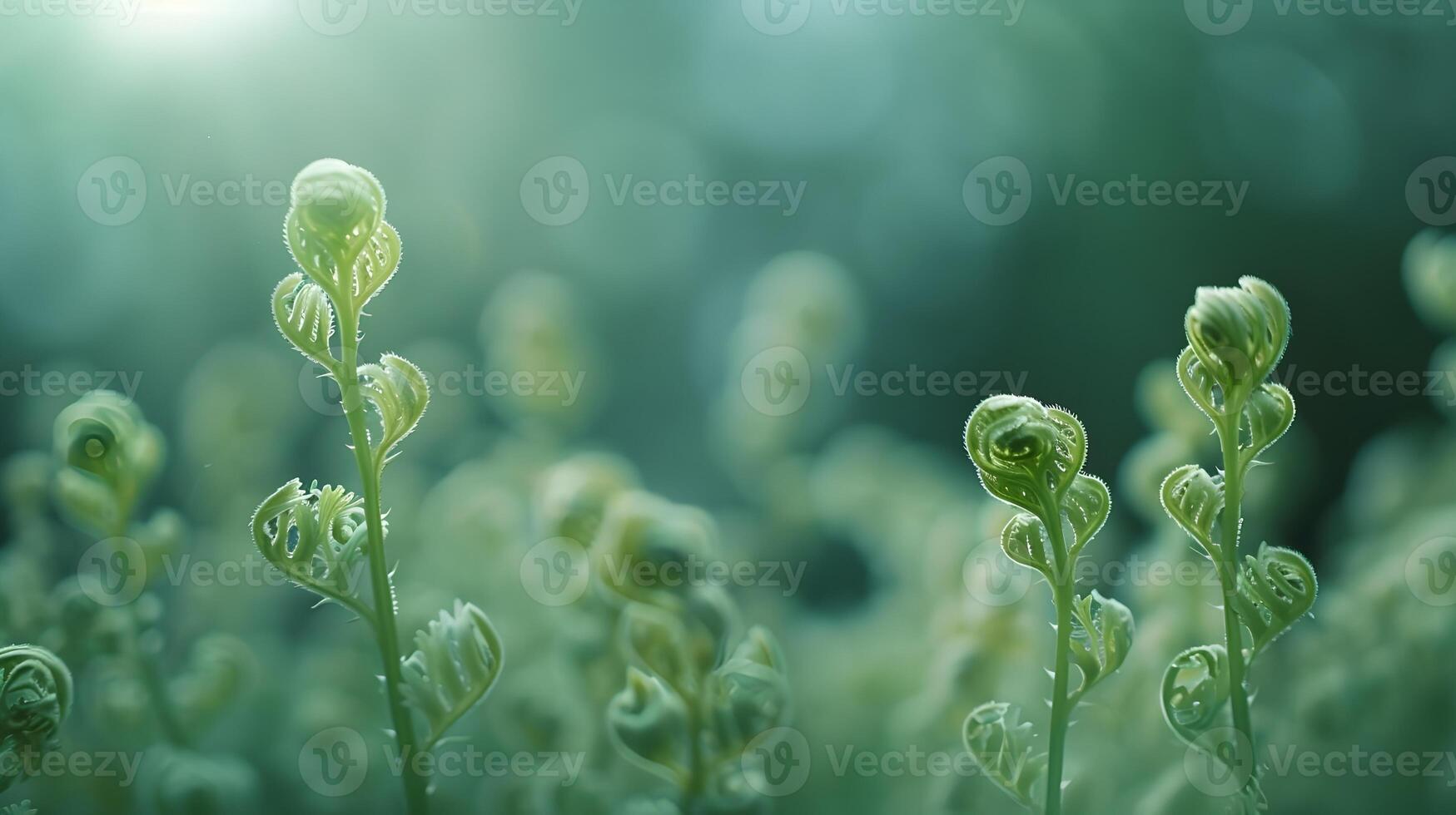 Delicate Ferns Unfurling in a Minimalist Nature Photograph photo