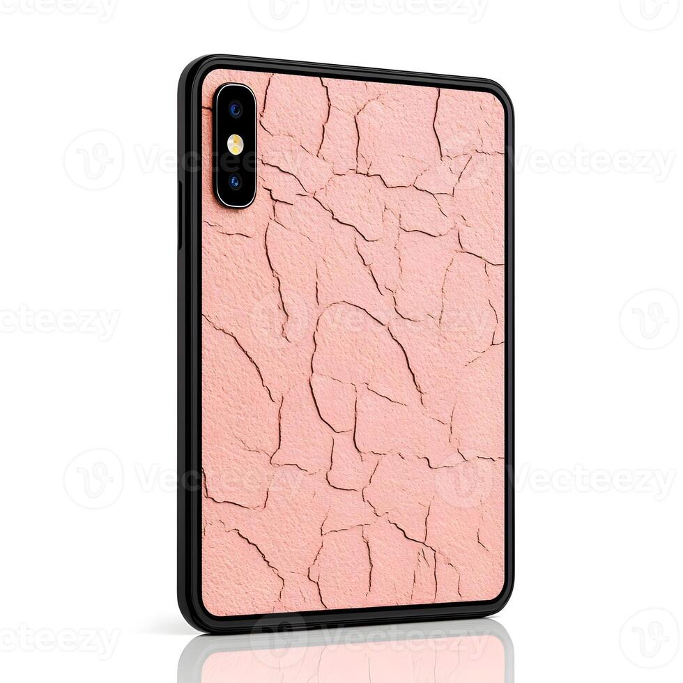 Elegant Pink Phone Case with Cracked Texture Design Showcasing Modern Style and Unique Look for Mobile Devices, Ideal for Fashion-Conscious Users and Trendsetters photo