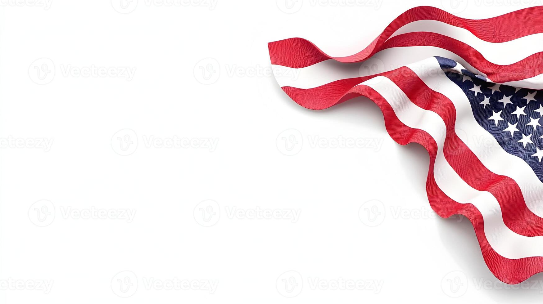 Vibrant American Flag Banner on Crisp White Background Ideal for Digital Designs photo