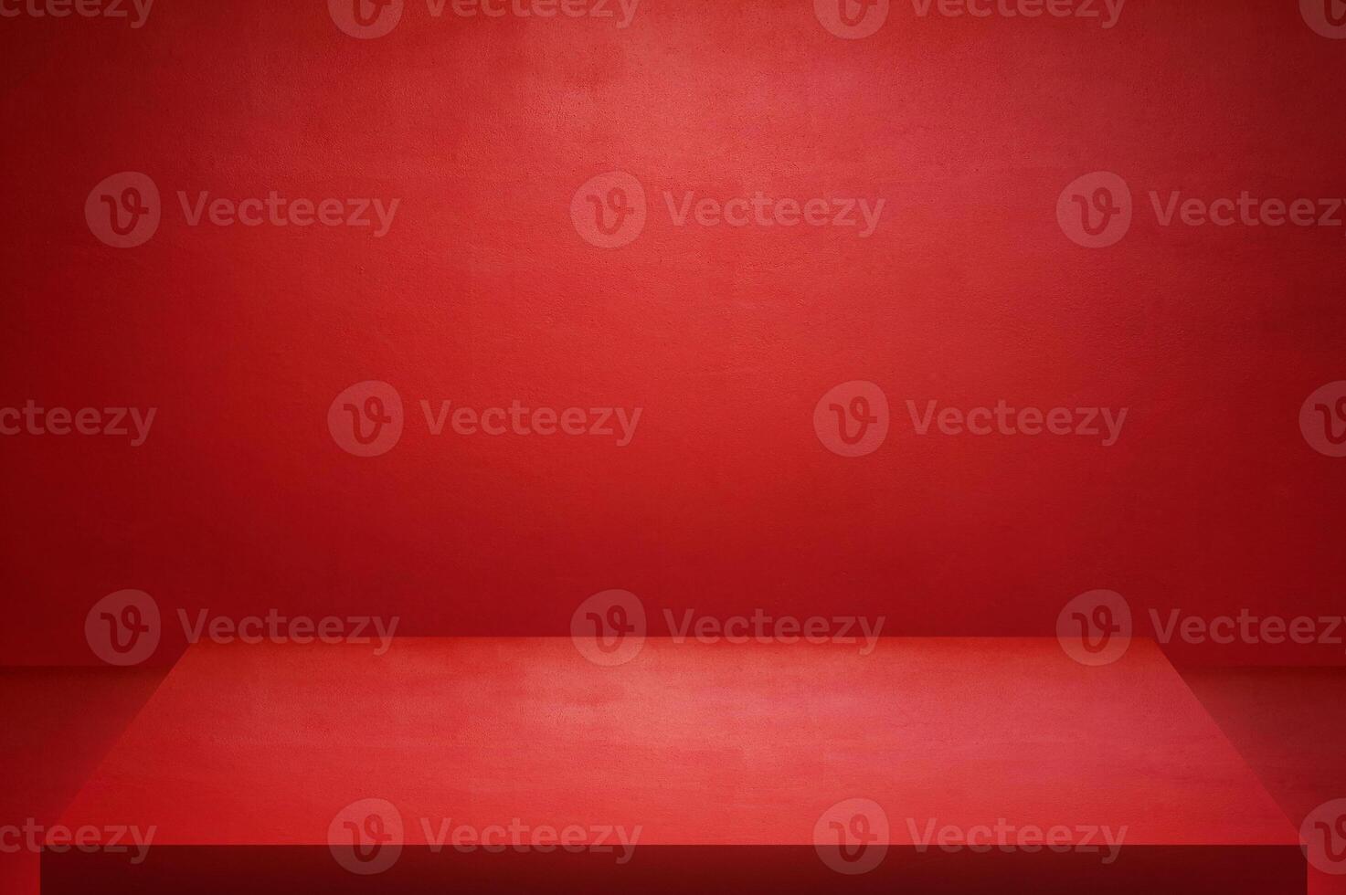 The floor and walls of the room are red as the background. photo