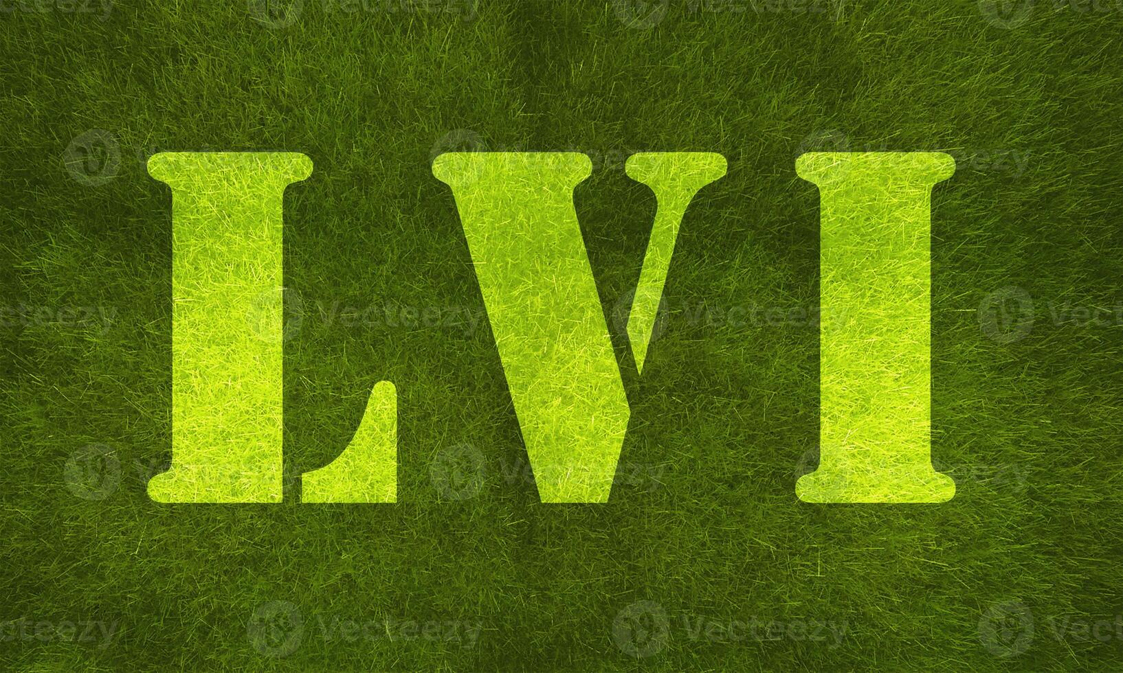 LVI text font white color grass green color background sport nfl superbowl quarterback party 2025 2024 february 9 date month usa america emblem stadium team football super final game arena football photo