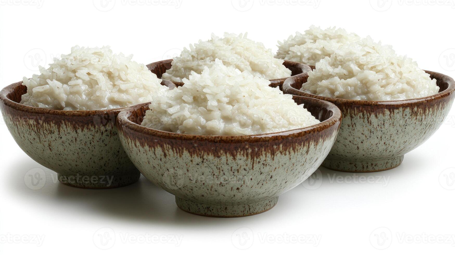 Delicious bowls of fluffy rice ready for sharing at a warm family gathering photo
