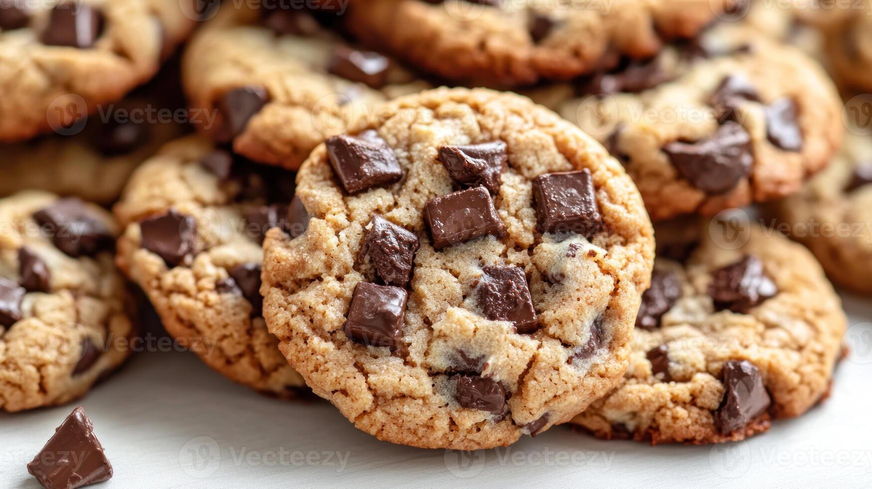 A warm batch of chocolate chip cookies cooling, tempting anyone nearby with their aroma photo