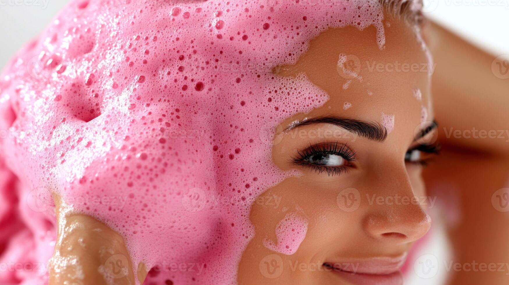 Experiencing a refreshing bubble bath filled with colorful foam and relaxation photo
