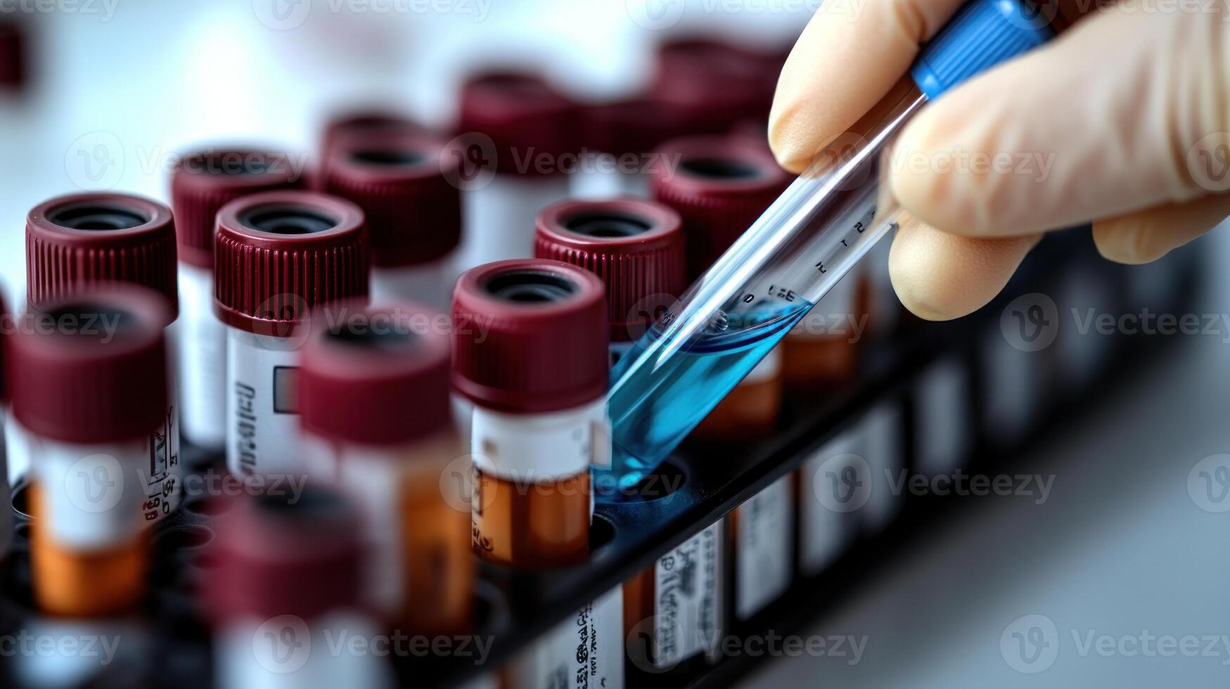 A delicate procedure involving colorful vials and careful extraction in a laboratory photo