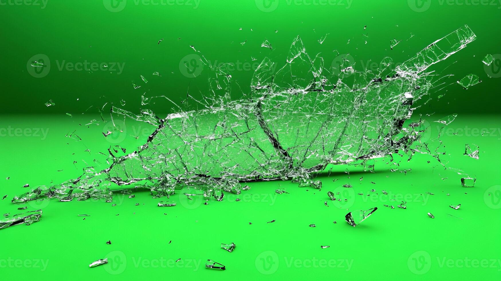 Glittering shards of glass scatter beautifully, reflecting light in a striking green space photo