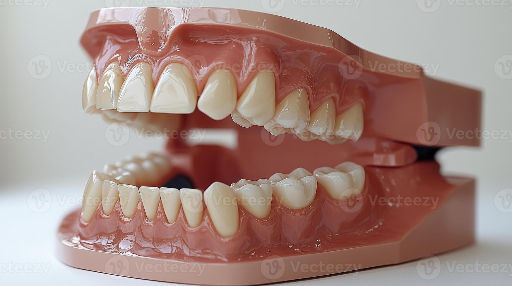 This dental model illustrates human teeth and jaw alignment in a bright, educational environment photo