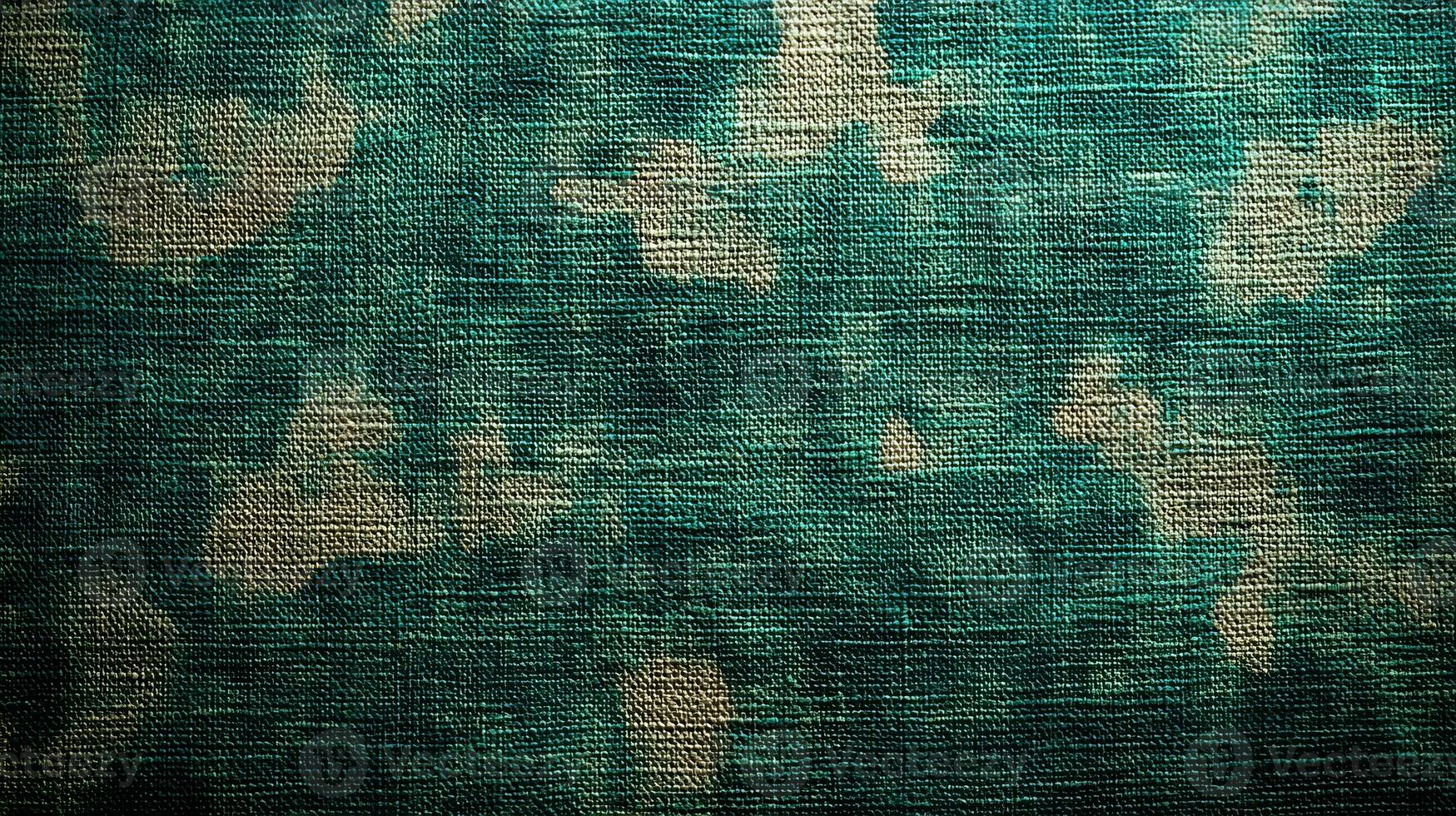 The fabric features rich green with striking beige patterns, inviting touch and exploration photo