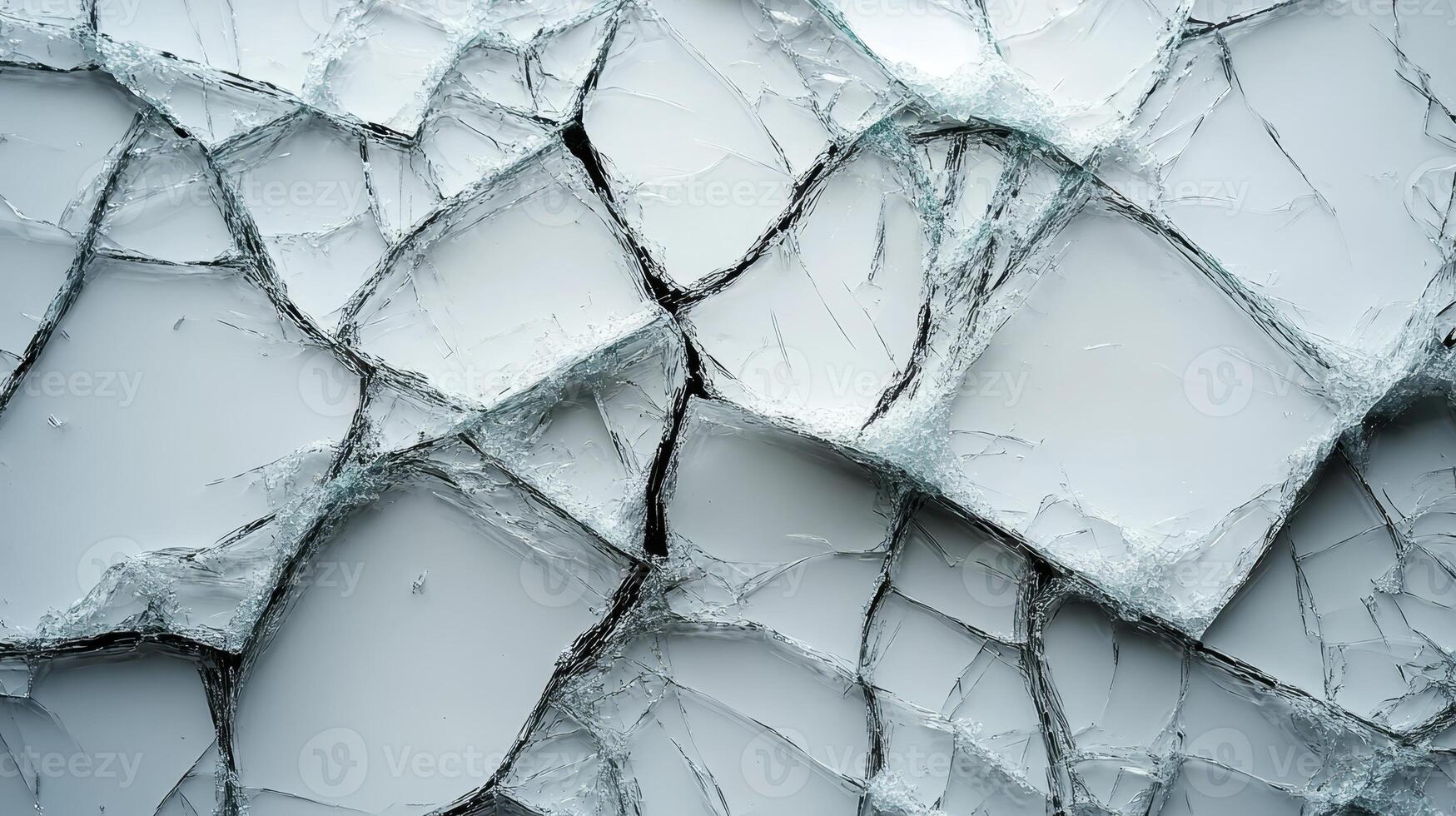 Delicate cracks form unique geometric shapes as ice layers shift and settle beneath the winter sun photo