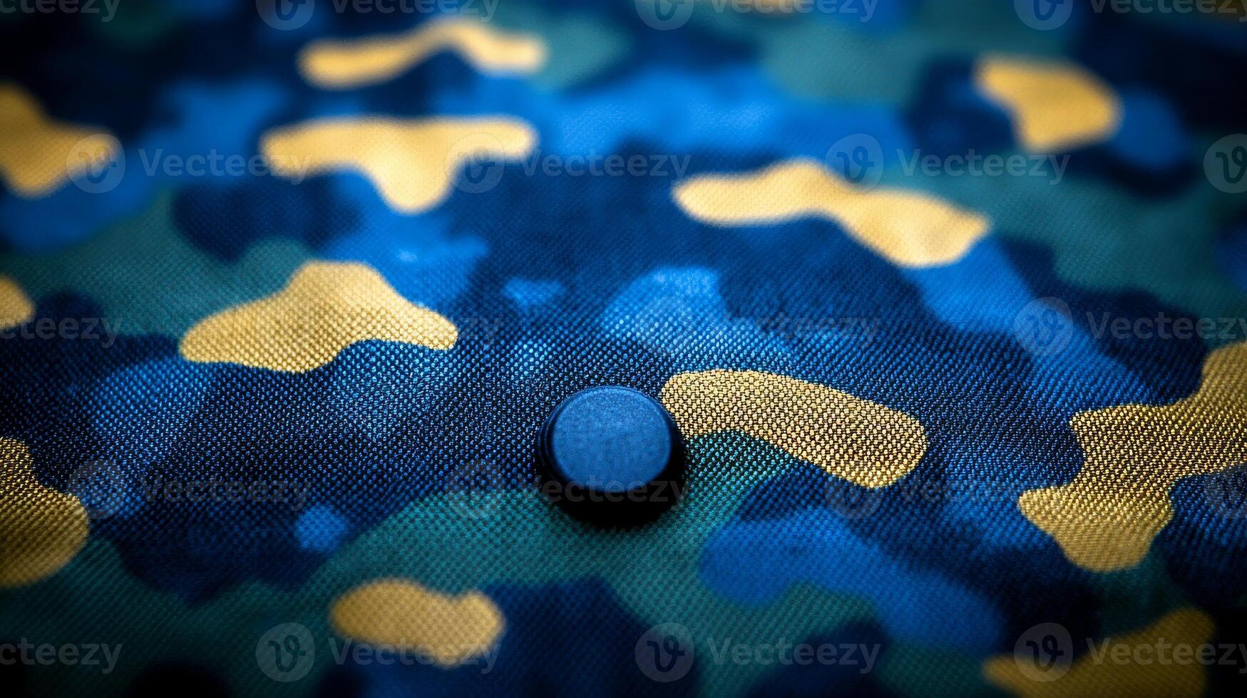 Crafting tools blend beautifully with a colorful camouflage fabric, showcasing creativity photo