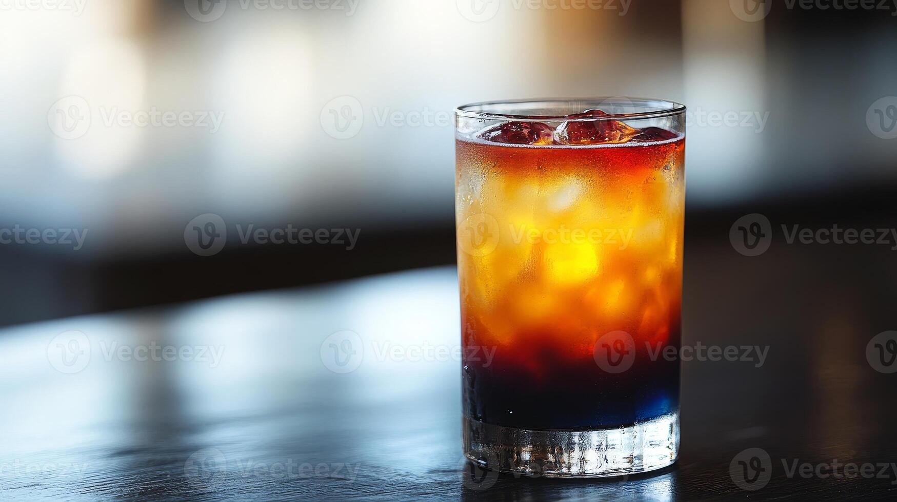 The vibrant drink shines beautifully, showcasing layers of color and inviting textures photo