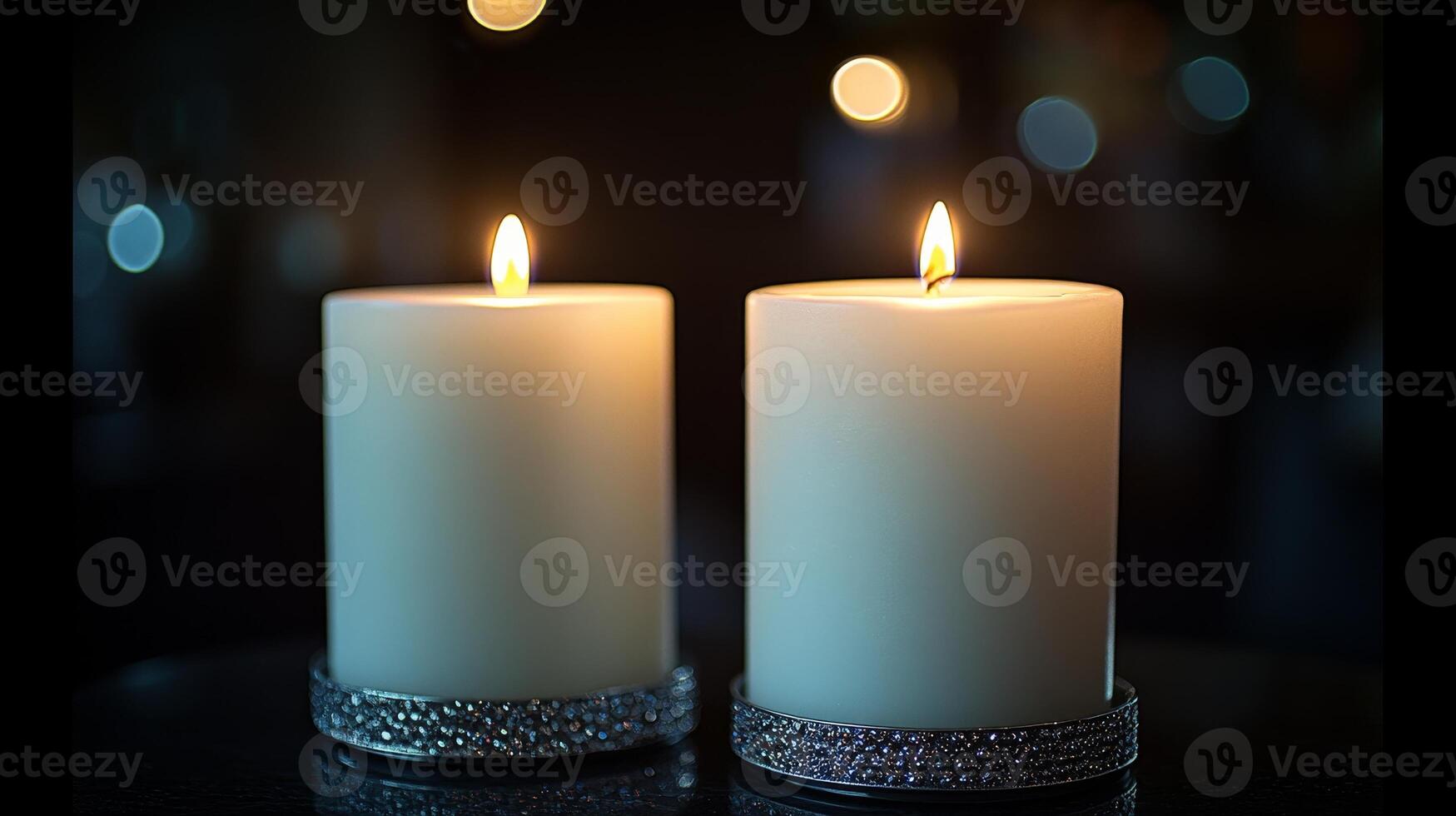 Candles flicker, casting soft shadows and creating a cozy, tranquil ambiance photo