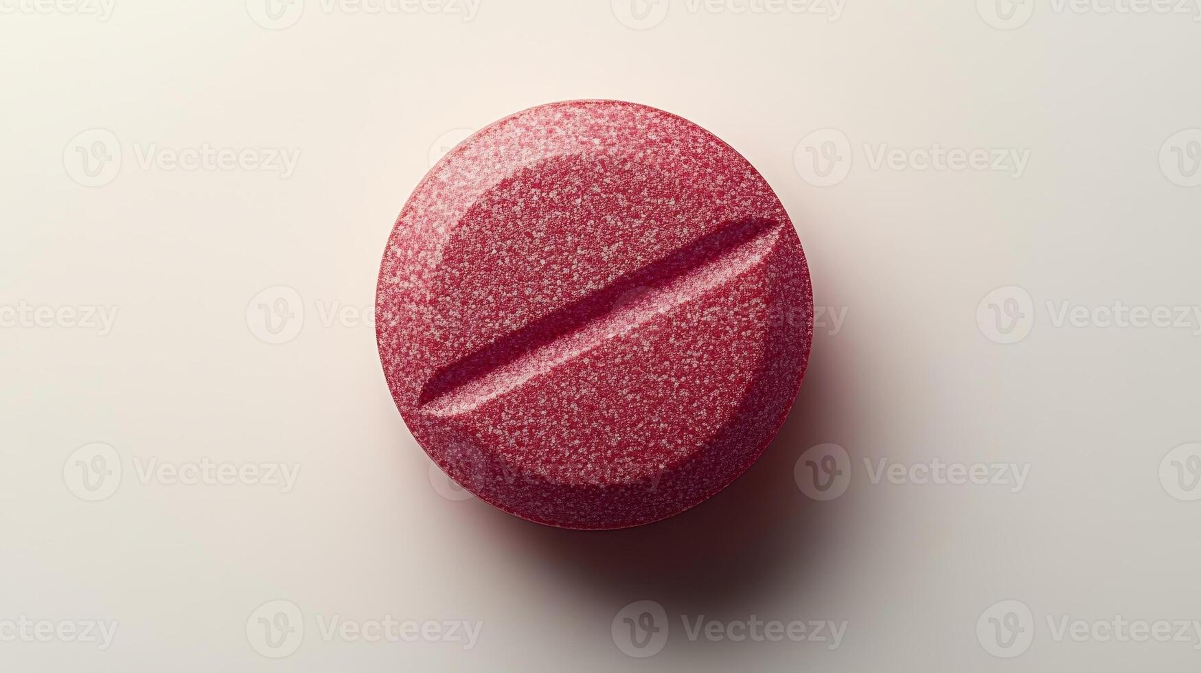 A vibrant pink pill lies on a smooth surface, representing a focus on health and healing photo
