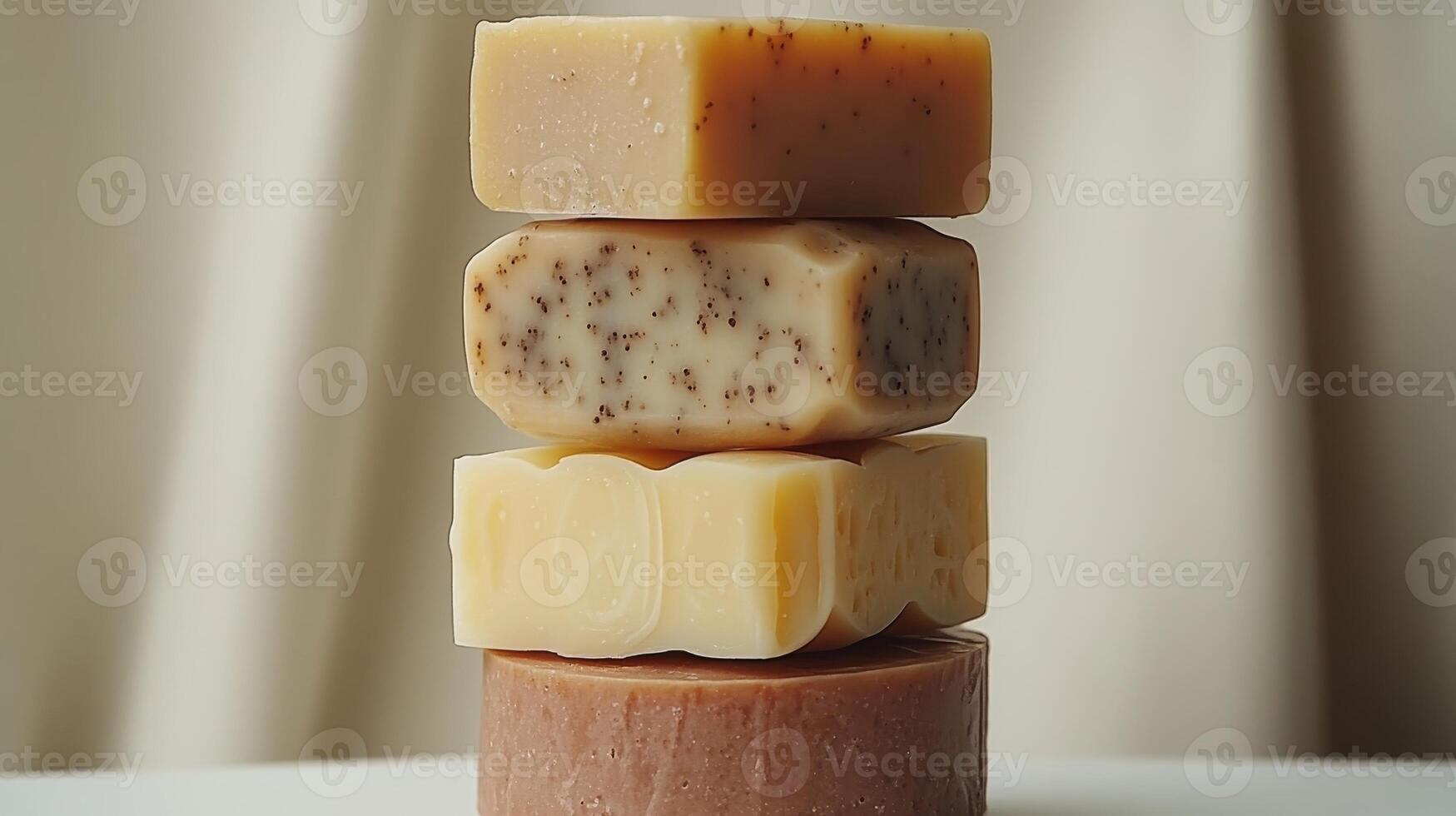Beautifully crafted soaps showcase unique textures and colors, adding charm to any bathroom decor photo